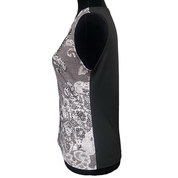 Lapis Beaded Sequin Floral Sleeveless Top Black White Party Y2K Large - Picture 3 of 8